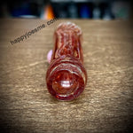 Silver Fume/Red Spin & Rake Glass Chillum