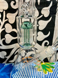 14” Rock Glass Single Perc Teal Beaker Waterpipe