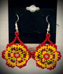 Vintage Flower Seed Bead Handmade Earrings