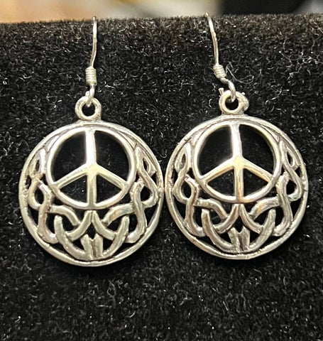 Celtic Peace Sign 925 Sterling Silver Earrings