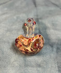 Silver Fumed Handpipe W/Colored Head