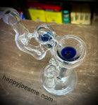 Double Chamber Blue/Clear American Bubbler