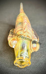 Wrap & Rake Fume Fish Handpipe W/Double Opal Eyes by Pharo