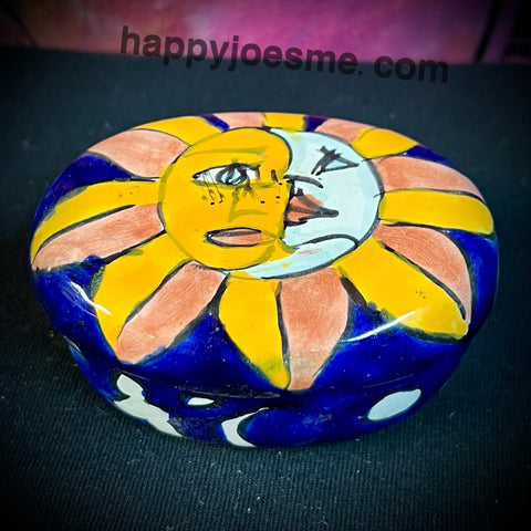 Sun/Moon Dish & Lid Talavera Pottery