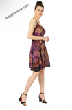 Women’s Tie Dye Sleeves Spaghetti Strap Party Dress