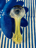 Spotted/Silver Fume Head W/White to Yellow Body Handpipe