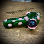 4" Green Handpipe W/ Pink Spots & Reduction Marble