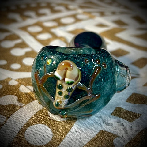 4” Sparkly Blue W/UV Critter Handpipe