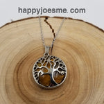 Round Natural Stone Life Tree Necklace