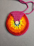 4.5" x 4.5" Colorful Round Crochet Purse-Made in Mexico-Assorted Color Combos