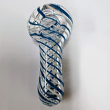 3.5" Blue & White Stripes Glass Hand Pipe
