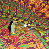 4.25" Gold Hand Pipe w/Rainbow Swirl Bowl Head and 3 white Bumps