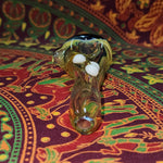 4.25" Gold Hand Pipe w/Rainbow Swirl Bowl Head and 3 white Bumps