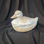 White Glass Duck Container