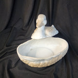 White Glass Duck Container