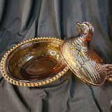 Brown Glass Rooster Container