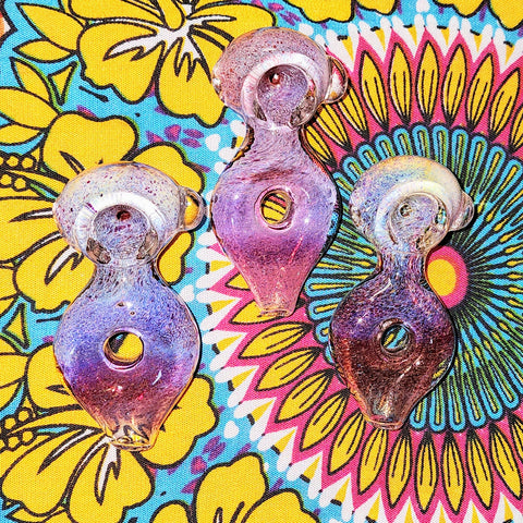 3.5" Pink/Purple/Silver Frit Donut Handpipe with Clear Bump