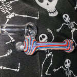 Blue Red Striped Dab Glass Straw with 10mm Quartz Tip