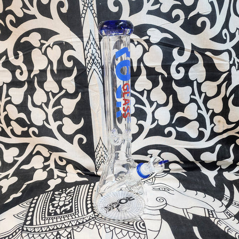 16" Rock Glass Beaker Waterpipe with Ice Catcher-Blue Accents