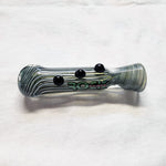 Rock Glass Striped Glass Chillum with 3 Bumps-Green or Blue