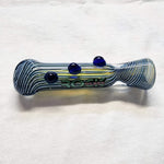 Rock Glass Striped Glass Chillum with 3 Bumps-Green or Blue