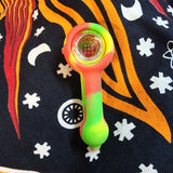 Red,Green,Yellow Silicone Hand Pipe with Glass Insert Bowl