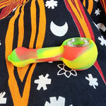 Red,Green,Yellow Silicone Hand Pipe with Glass Insert Bowl