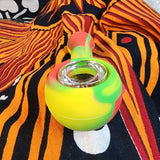 Red,Green,Yellow Silicone Hand Pipe with Glass Insert Bowl