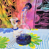 7" Rock Glass- Bubble Base Waterpipe-Blue Accents