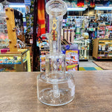 7" Bent Neck Clear Rock Glass Cake Style Waterpipe-RS364