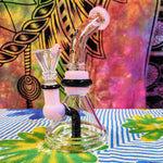 7" Bent Neck  Rock Glass Waterpipe-Pink & Black Accents-RS478