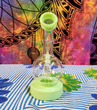 7" Bent Neck  Rock Glass Bubble Bottom- Waterpipe-Slime Green Accents-RS493