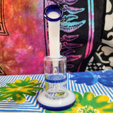 7" Bent Neck Blue Honeycomb Perc Waterpipe White & Blue