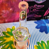 6"  Bent Neck Waterpipe Pink Multi Colored Perc