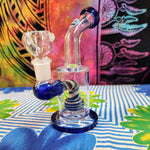 6"  Bent Neck Waterpipe Blue Multi Colored Perc