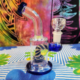 6"  Bent Neck Waterpipe Blue Multi Colored Perc