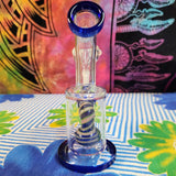 6"  Bent Neck Waterpipe Blue Multi Colored Perc