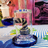 6"  Bent Neck Waterpipe Blue Multi Colored Perc