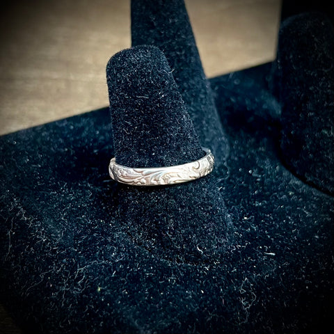 Floral 925 Silver Ring Size-8