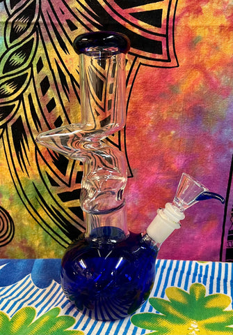 9.5” Clear/Teal Zong Waterpipe