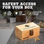 Premium Bamboo Box with Original Grinders, Tray, and UV Jar. Built-in Lock & Keys