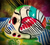 White with Multicolors/Bird Sugar Skull Talavera pottery