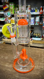 14” Glass Dual Perc Waterpipe w/Orange Accents-RS549