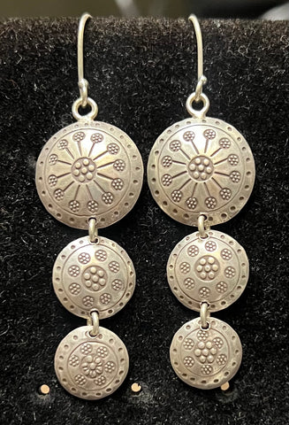 Three Tier 925 Sterling Silver Earrings
