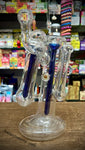 Double Chamber Blue/Clear American Bubbler