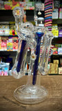 Double Chamber Blue/Clear American Bubbler