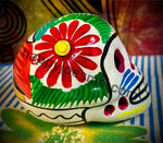 White with Multicolors/Bird Sugar Skull Talavera pottery