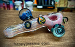 6” Multicolor Fume W/Wig-Wag Marbles/Galaxy Marbles Heady Handpipe