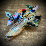 Fumed Floral W/Flat Marbles Handpipe