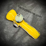 Mini Yellow Frit W/Honeycomb Marble Chillum